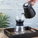 304 Edelstahl Kaffeekanne Holzgriff Kaffeekanne Teflon Langmund schlanke Kanne, ohne Thermometer, mit Thermometer