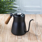 304 Edelstahl Kaffeekanne Holzgriff Kaffeekanne Teflon Langmund schlanke Kanne, ohne Thermometer, mit Thermometer