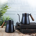 304 Edelstahl Kaffeekanne Holzgriff Kaffeekanne Teflon Langmund schlanke Kanne, ohne Thermometer, mit Thermometer