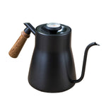 304 Edelstahl Kaffeekanne Holzgriff Kaffeekanne Teflon Langmund schlanke Kanne, ohne Thermometer, mit Thermometer