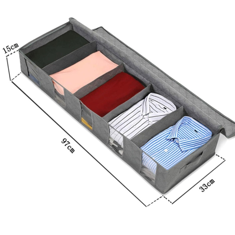 Vliesstoff-Bettaufbewahrungsbox, faltbare Steppdecken-Kleider-Aufbewahrungstasche, staub- und feuchtigkeitsdicht, 97x33x15cm