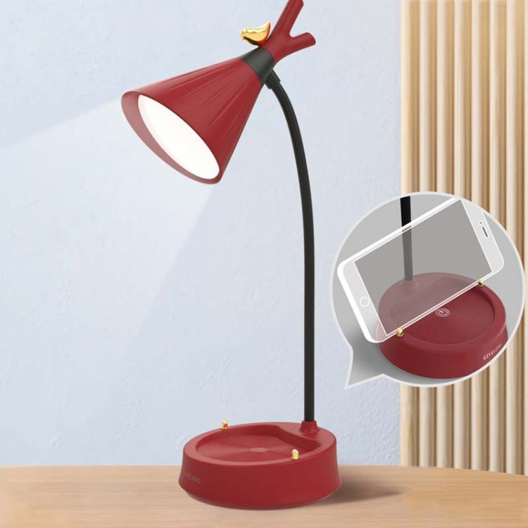 GIVELONG Waldvogel LED Touch USB Tischlampe mit Handyhalter Schlafzimmer Nachttischlampe, GL361-1 Rot, GL361-2 Gelb, GL361-3 Blau, GL361-4 Grün, GL362-1 Pink, GL362-2 Gelb, GL362-3 Blau, GL362-4 Grün, GL363-1 Rot, GL363-2 Gelb