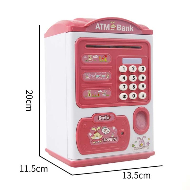 Simulation Passwort Fingerabdruck Sensor Entriegelung Spardose Automatische Geldscheinrolle Geldtresor ATM Sparschwein, Pink, Blau