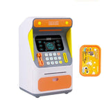 Simulation Gesichtserkennung Geldautomat Einzahlungsbox Simulation Passwort Automatische Geldrollende Spardose, Orange (Batterieversion), Blau (Batterieversion), Orange (Ladeversion), Blau (Ladeversion)