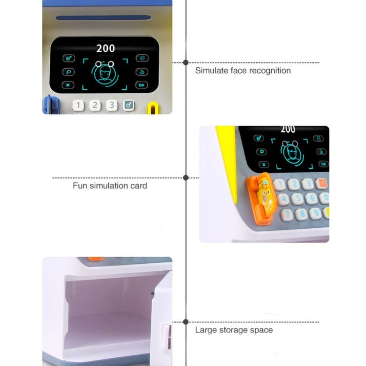 Simulation Gesichtserkennung Geldautomat Einzahlungsbox Simulation Passwort Automatische Geldrollende Spardose, Orange (Batterieversion), Blau (Batterieversion), Orange (Ladeversion), Blau (Ladeversion)