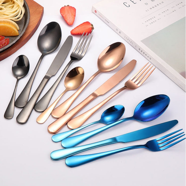 24-teiliges Besteckset aus Edelstahl, für Western-Steak, Geschenkset, Silber, Gold, Roségold, Regenbogenfarben, Schwarz