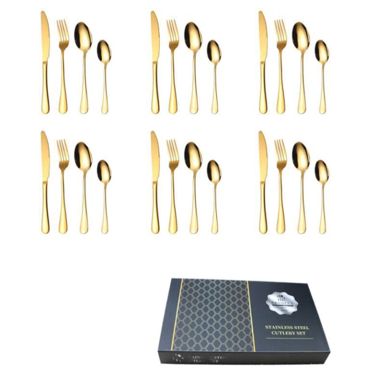 24-teiliges Besteckset aus Edelstahl, für Western-Steak, Geschenkset, Silber, Gold, Roségold, Regenbogenfarben, Schwarz