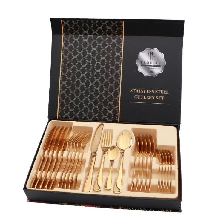 24-teiliges Besteckset aus Edelstahl, für Western-Steak, Geschenkset, Silber, Gold, Roségold, Regenbogenfarben, Schwarz