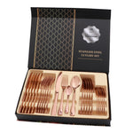 24-teiliges Besteckset aus Edelstahl, für Western-Steak, Geschenkset, Silber, Gold, Roségold, Regenbogenfarben, Schwarz