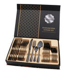 24-teiliges Besteckset aus Edelstahl, für Western-Steak, Geschenkset, Silber, Gold, Roségold, Regenbogenfarben, Schwarz