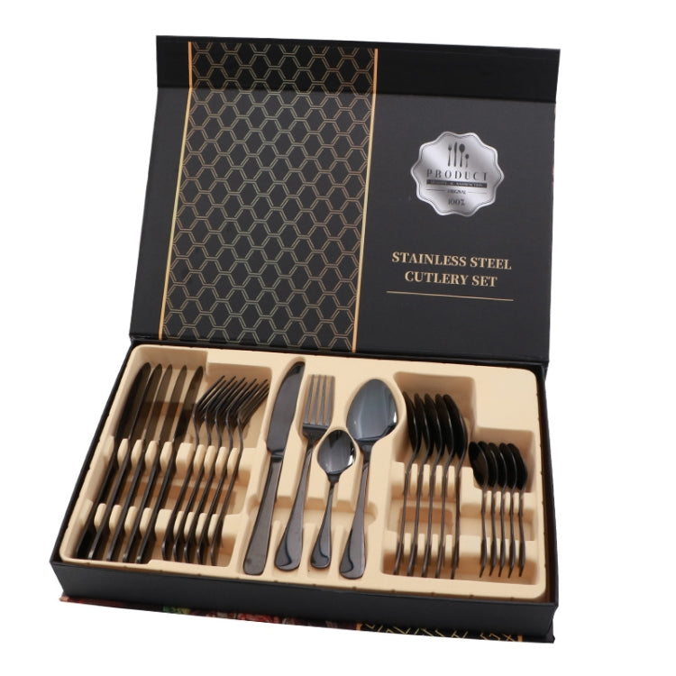 24-teiliges Besteckset aus Edelstahl, für Western-Steak, Geschenkset, Silber, Gold, Roségold, Regenbogenfarben, Schwarz