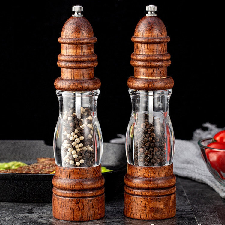 Pfeffermühle in Holz-Leuchtturmform, manuelles Meersalz-Mahlwerkzeug für den Haushalt, Stil 2
