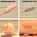 YW2021 Cartoon Cute LED Eye Protection Desk Lamp Student Dormitory Bedroom Folding Reading Desk Lamp, Blue Lamb