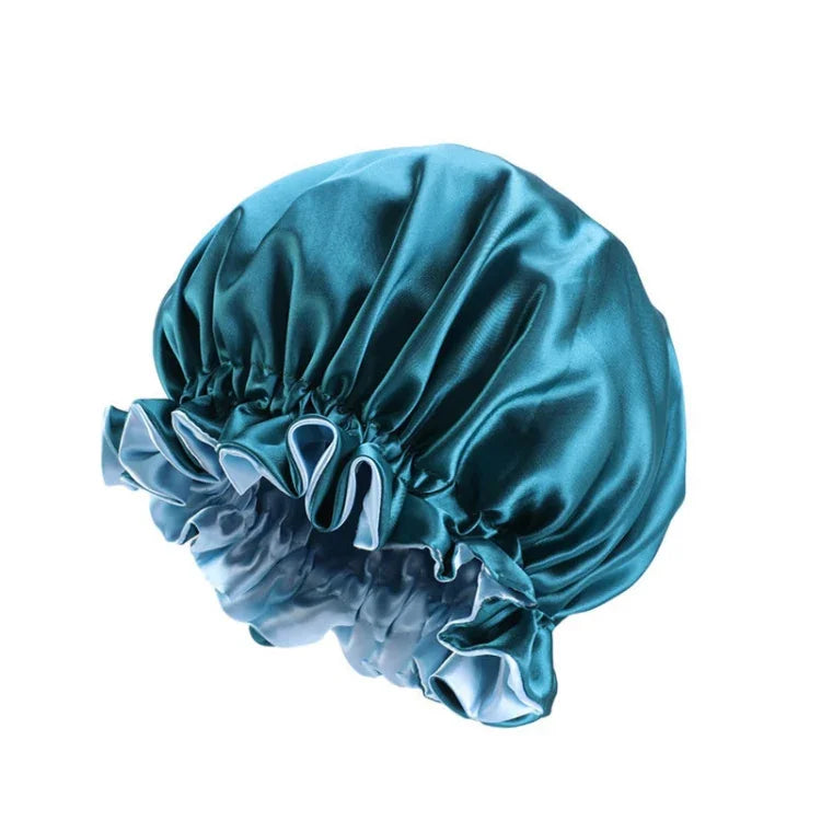 TJM-443A Doppellagige Satin-Nachtmütze mit großer Spitze, runde Mütze, Chemotherapie-Mütze, Einheitsgröße, verstellbar