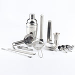 18-teiliges Cocktail-Shaker-Set aus Edelstahl, ovale Bambusbasis, Bar-Set, 350ml, 550ml, 750ml