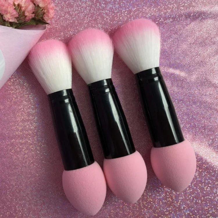 3-teiliges Set doppelköpfiger Make-up-Pinsel, Puderquaste und loses Puder-Make-up-Werkzeug