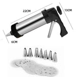 Multifunktions-Edelstahl-Spritzgebäckpresse Set, Kekse und Plätzchen, Handpressmaschine für Gebäck, Haushalts-DIY-Backwerkzeuge, 16-teilig (Silber)