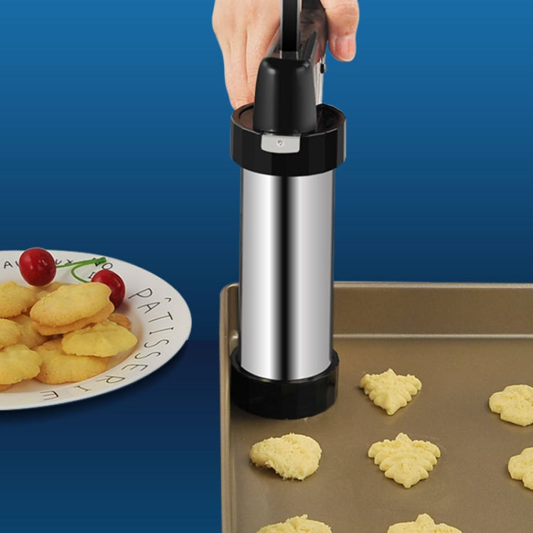 Multifunktions-Edelstahl-Spritzgebäckpresse Set, Kekse und Plätzchen, Handpressmaschine für Gebäck, Haushalts-DIY-Backwerkzeuge, 16-teilig (Silber)