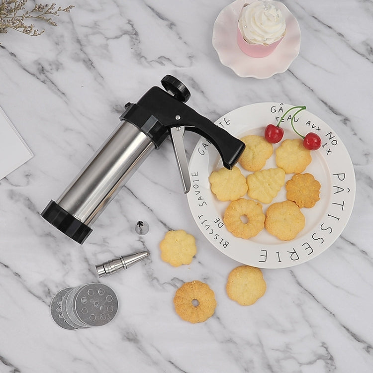 Multifunktions-Edelstahl-Spritzgebäckpresse Set, Kekse und Plätzchen, Handpressmaschine für Gebäck, Haushalts-DIY-Backwerkzeuge, 16-teilig (Silber)