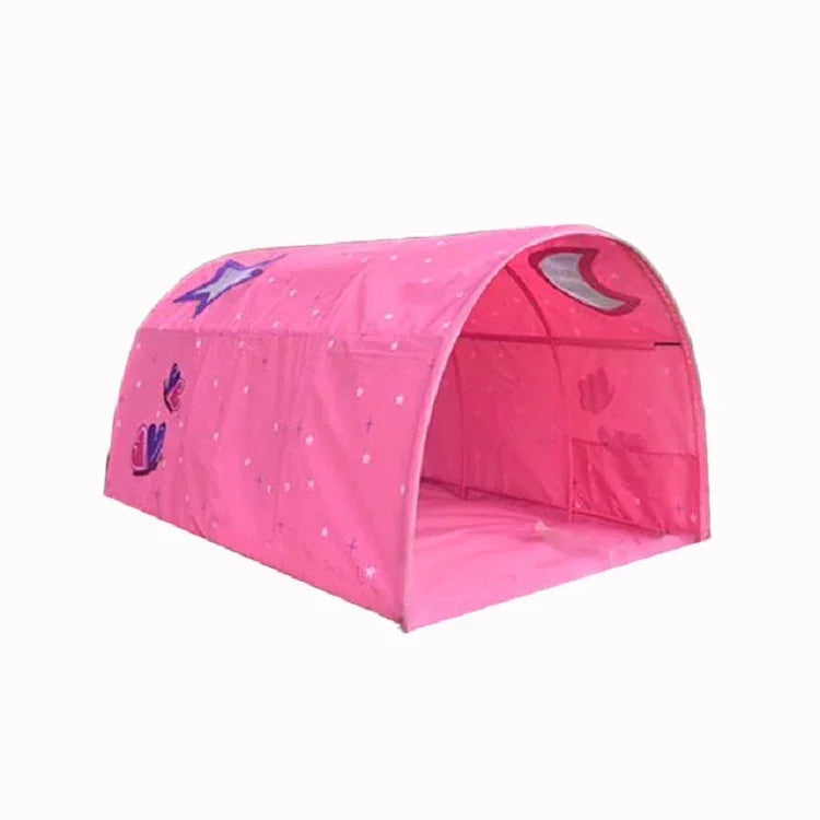 Kinder Haus Bett Krabbeltunnel Spielhaus Zelt, Rosa, Blau mit Moskitonetz, Rosa mit Moskitonetz