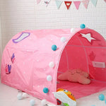 Kinder Haus Bett Krabbeltunnel Spielhaus Zelt, Rosa, Blau mit Moskitonetz, Rosa mit Moskitonetz