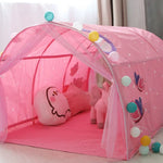 Kinder Haus Bett Krabbeltunnel Spielhaus Zelt, Rosa, Blau mit Moskitonetz, Rosa mit Moskitonetz