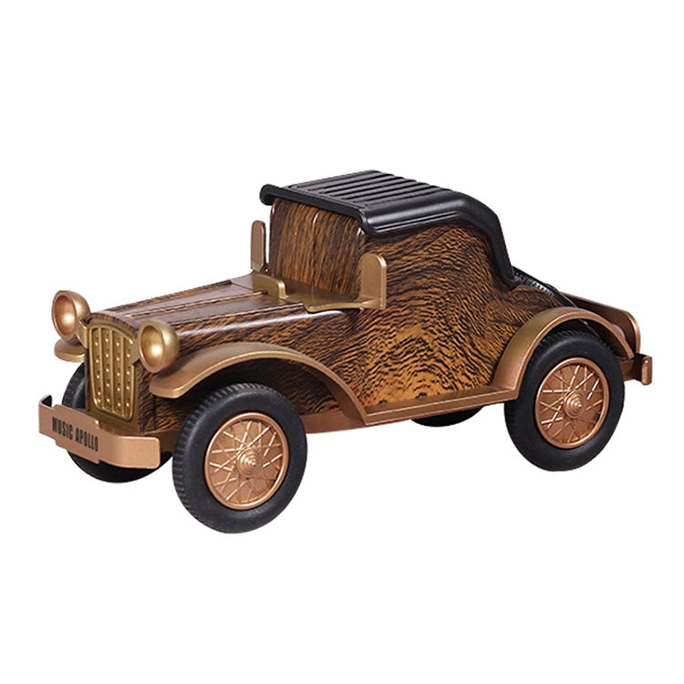 A9 Retro Holzmaserung Klassische Autoform Kabelloser Bluetooth-Lautsprecher Subwoofer Radio Tragbarer Handy-Ständer Mini-Lautsprecher
