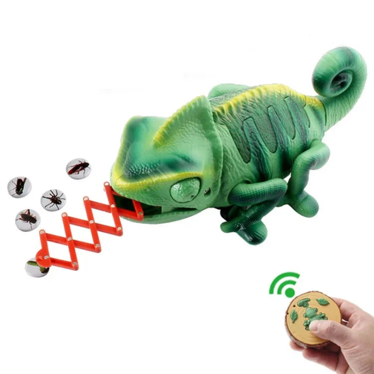 8888 Elektrisches Kinder-Krabbelchamäleon mit Infrarot-Fernbedienung, bunten Atemlichtern und kniffligem Spielzeug, Chamäleon