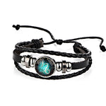 Sternzeichen Paar Retro Geflochtene Armbänder Leder Perlen Armreif, Steinbock