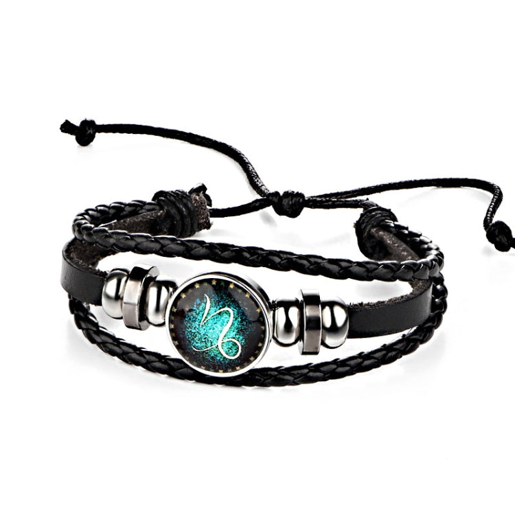 Sternzeichen Paar Retro Geflochtene Armbänder Leder Perlen Armreif, Steinbock
