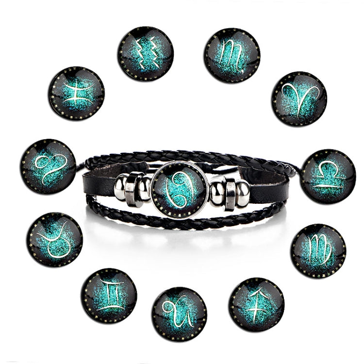 Sternzeichen Paar Retro Geflochtene Armbänder Leder Perlen Armreif, Steinbock