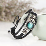 Sternzeichen Paar Retro Geflochtene Armbänder Leder Perlen Armreif, Steinbock