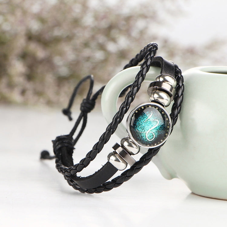 Sternzeichen Paar Retro Geflochtene Armbänder Leder Perlen Armreif, Steinbock