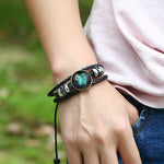 Sternzeichen Paar Retro Geflochtene Armbänder Leder Perlen Armreif, Steinbock