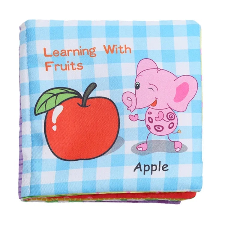 Babyrassel Spielzeug, weiches Tierstoffbuch, Kinderwagen-Hängespielzeug für Neugeborene, Frühkindliche Bildung Baby-Spielzeug, Obst, Gemüse, Form, Fahrzeug