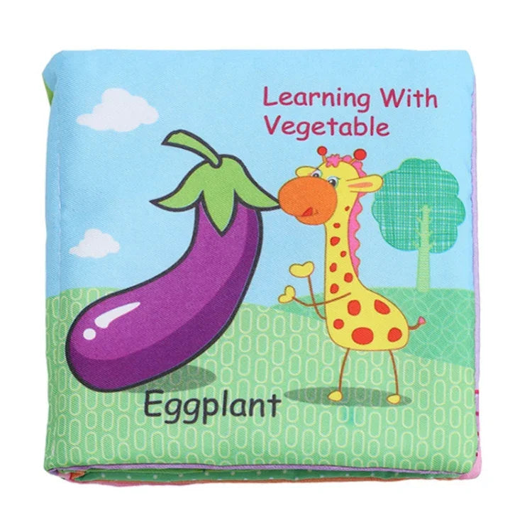 Baby Rattles Toy Soft Animal Cloth Book Newborn Stroller Hanging Toy Early Learning Education Baby Toys, Fruit, Vegetable, Shape, Vehicle