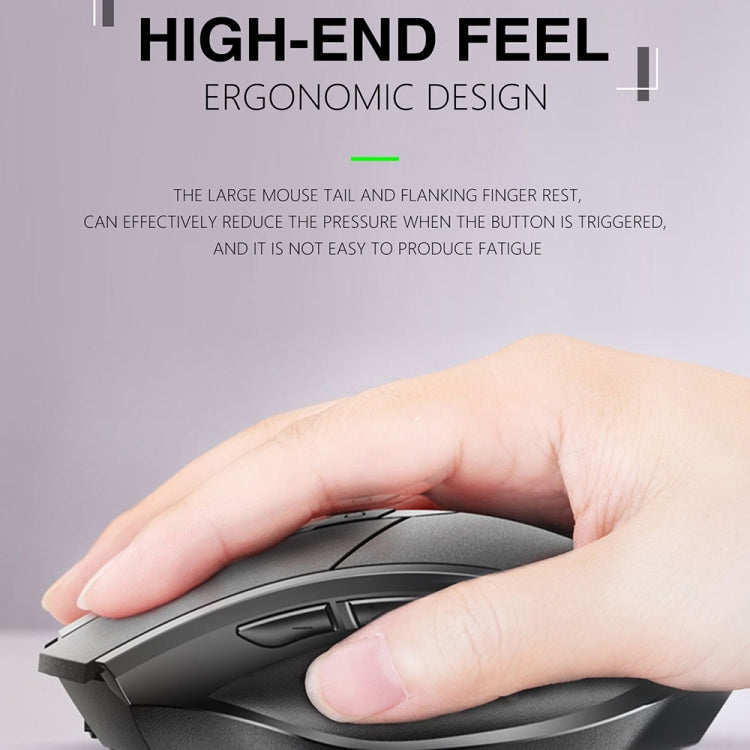 Inphic A1 6 Tasten 1000/1200/1600 DPI Heim-Gaming Kabellose Mechanische Maus, Farbe: Grau Kabellos+Bluetooth 4.0+Bluetooth 5.0, Schwarz Kabellos+Bluetooth 4.0+Bluetooth 5.0, Schwarz Kabelloses Laden Stille Version, Grau Kabelloses Laden Stille Version