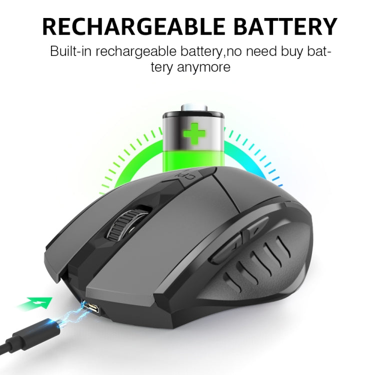 Inphic A1 6 Tasten 1000/1200/1600 DPI Heim-Gaming Kabellose Mechanische Maus, Farbe: Grau Kabellos+Bluetooth 4.0+Bluetooth 5.0, Schwarz Kabellos+Bluetooth 4.0+Bluetooth 5.0, Schwarz Kabelloses Laden Stille Version, Grau Kabelloses Laden Stille Version