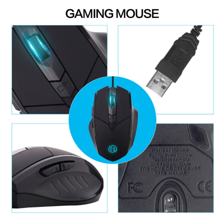 Inphic PW1 Game Mute Makrodefinition Beleuchtete Kabelmaus, Kabellänge: 1,5 m, Mute Schwarz Business Version, Mute Schwarz Game Version, Mute Titangrau Game Version
