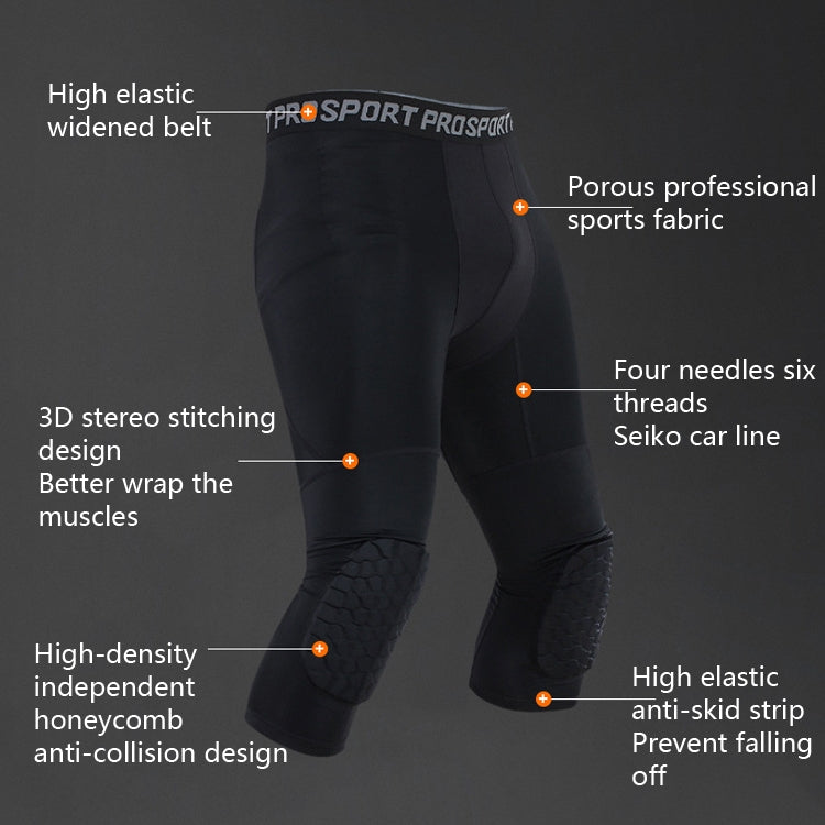 Hoch elastische Lycra Waben Crash-Hose Herren Basketball Fitness Siebenachtel Jogginghose, S, M, L, XL, XXL, XXXL