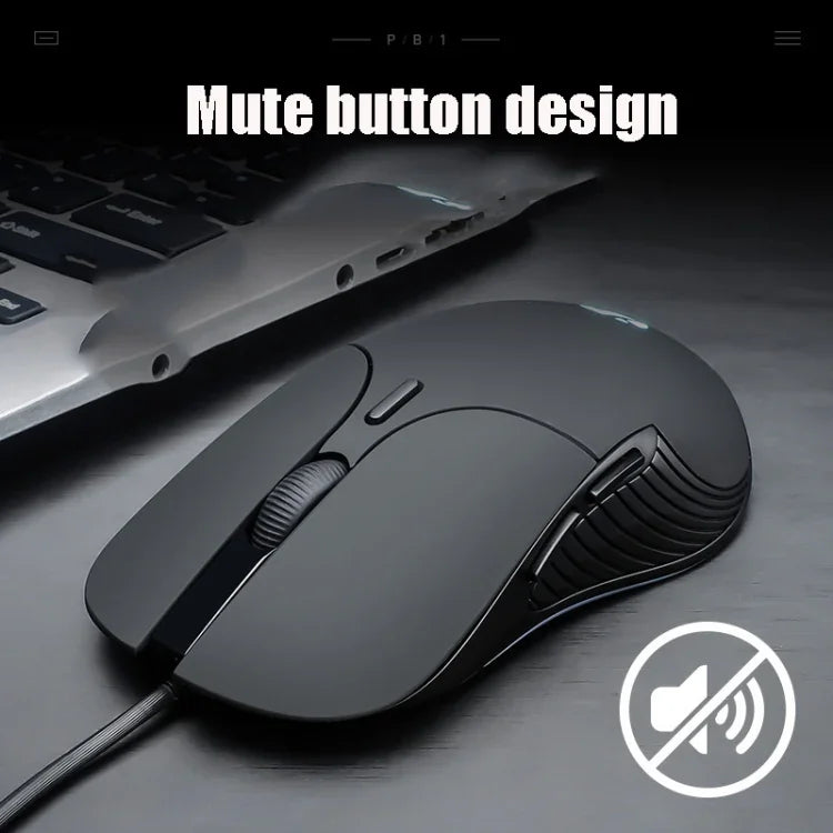 Inphic PB1 Business Office Stumme Makro-Definition Kabelgebundene Gaming-Maus, Kabellänge: 1,5 m, Klassische Hintergrundbeleuchtung, Mattweiße Beleuchtung