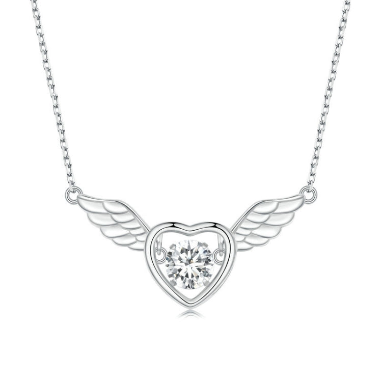 Sterlingsilber S925 Lebendige Flügel Weißgold Beschichtete Zirkon Halskette, BSN287