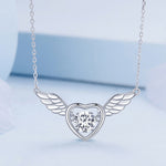 Sterlingsilber S925 Lebendige Flügel Weißgold Beschichtete Zirkon Halskette, BSN287
