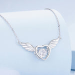 Sterlingsilber S925 Lebendige Flügel Weißgold Beschichtete Zirkon Halskette, BSN287