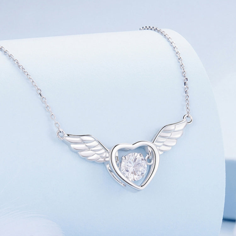 Sterlingsilber S925 Lebendige Flügel Weißgold Beschichtete Zirkon Halskette, BSN287