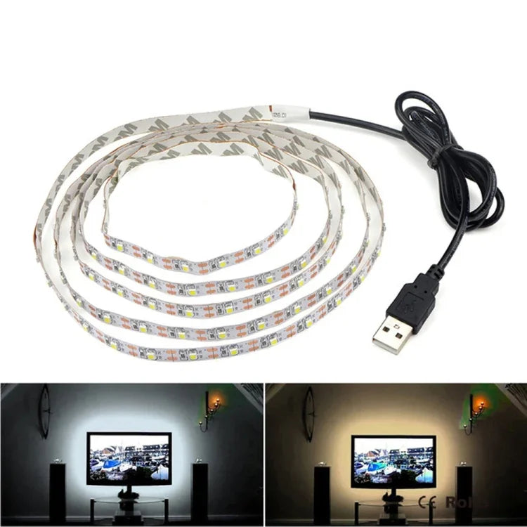 USB-Strom SMD 2835 Epoxid-LED-Streifenlicht Weihnachtstisch-Dekorationslampe für TV-Hintergrundbeleuchtung, 1m, 5m
