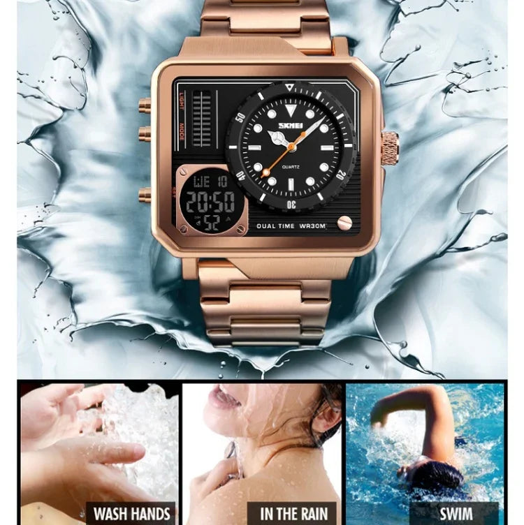 SKMEI 1392 Multifunktions-Outdoor-Sportuhr Business-Doppelanzeige Wasserdichte elektronische Uhr