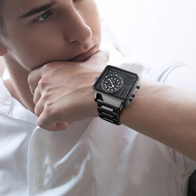 SKMEI 1392 Multifunktions-Outdoor-Sportuhr Business-Doppelanzeige Wasserdichte elektronische Uhr