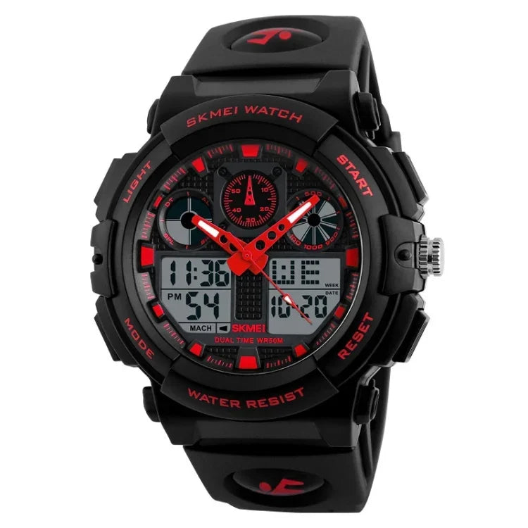 SKMEI 1270 Herren Wasserdichte Digitaluhr mit Doppelanzeige Outdoor Sportuhr, Rot, Grün, Blau, Grau, Golden