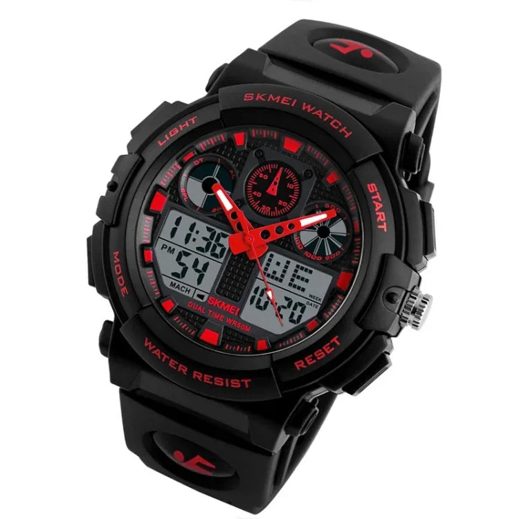 SKMEI 1270 Herren Wasserdichte Digitaluhr mit Doppelanzeige Outdoor Sportuhr, Rot, Grün, Blau, Grau, Golden